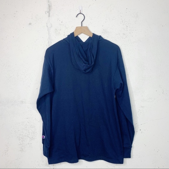 Champion Vintage Kings Point Navy Blue Hooded Sweatshirt Size Medium - Picture 5 of 6